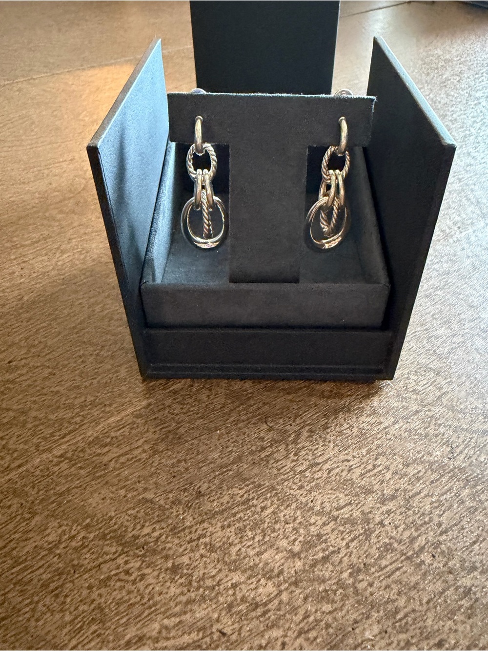 David Yurman Sterling Silver 925 Cable Multi-Link Drop Earrings + Original Box